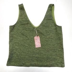 Traffic People Green and sparkly silver tank top NWT